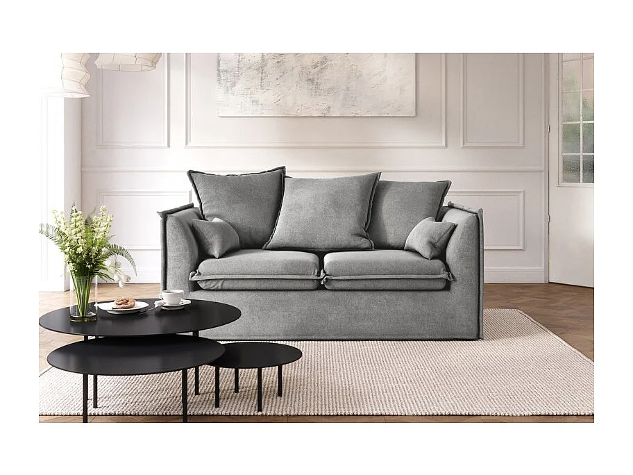 Canapé droit GAELLE Cacharel  tissu gris fixe