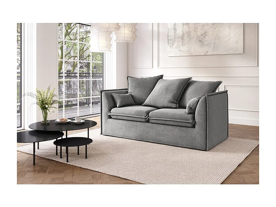 Canapé droit GAELLE Cacharel  tissu gris fixe