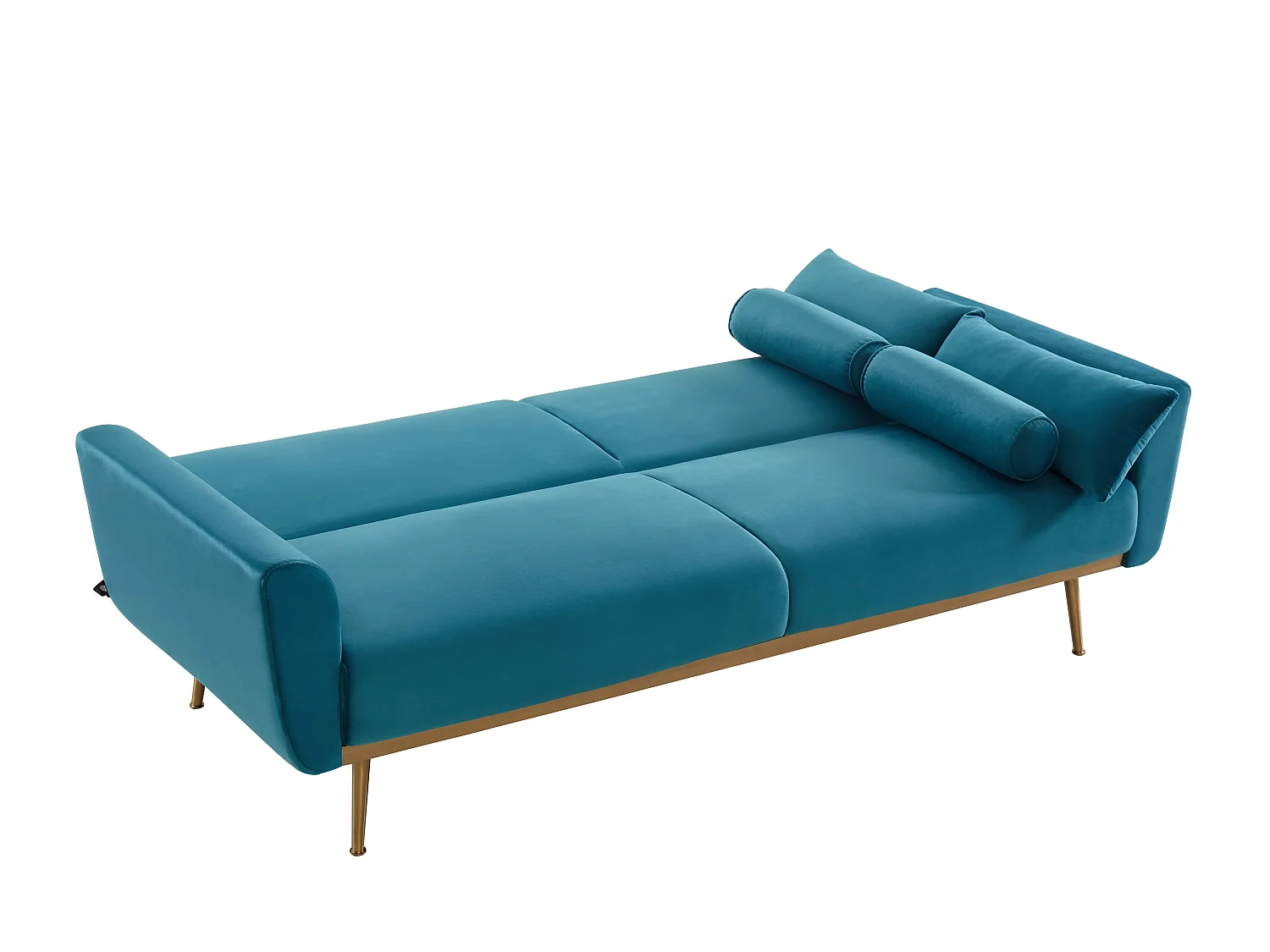 Canapé droit COLETTE en velours bleu canard avec fonction convertible