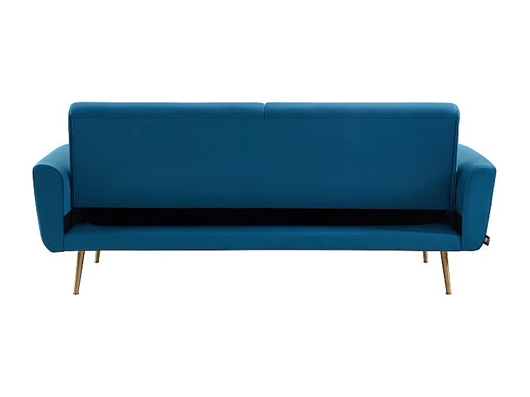 Canapé droit COLETTE en velours bleu avec fonction convertible