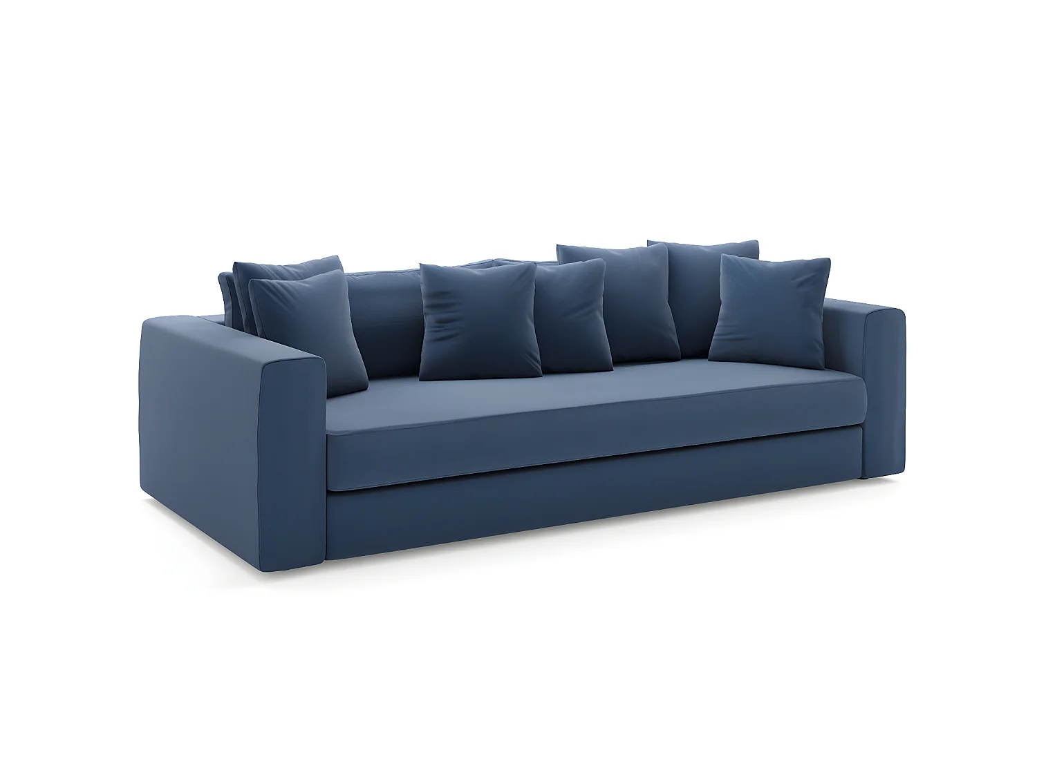 Canapé droit ADEL fixe en velours bleu