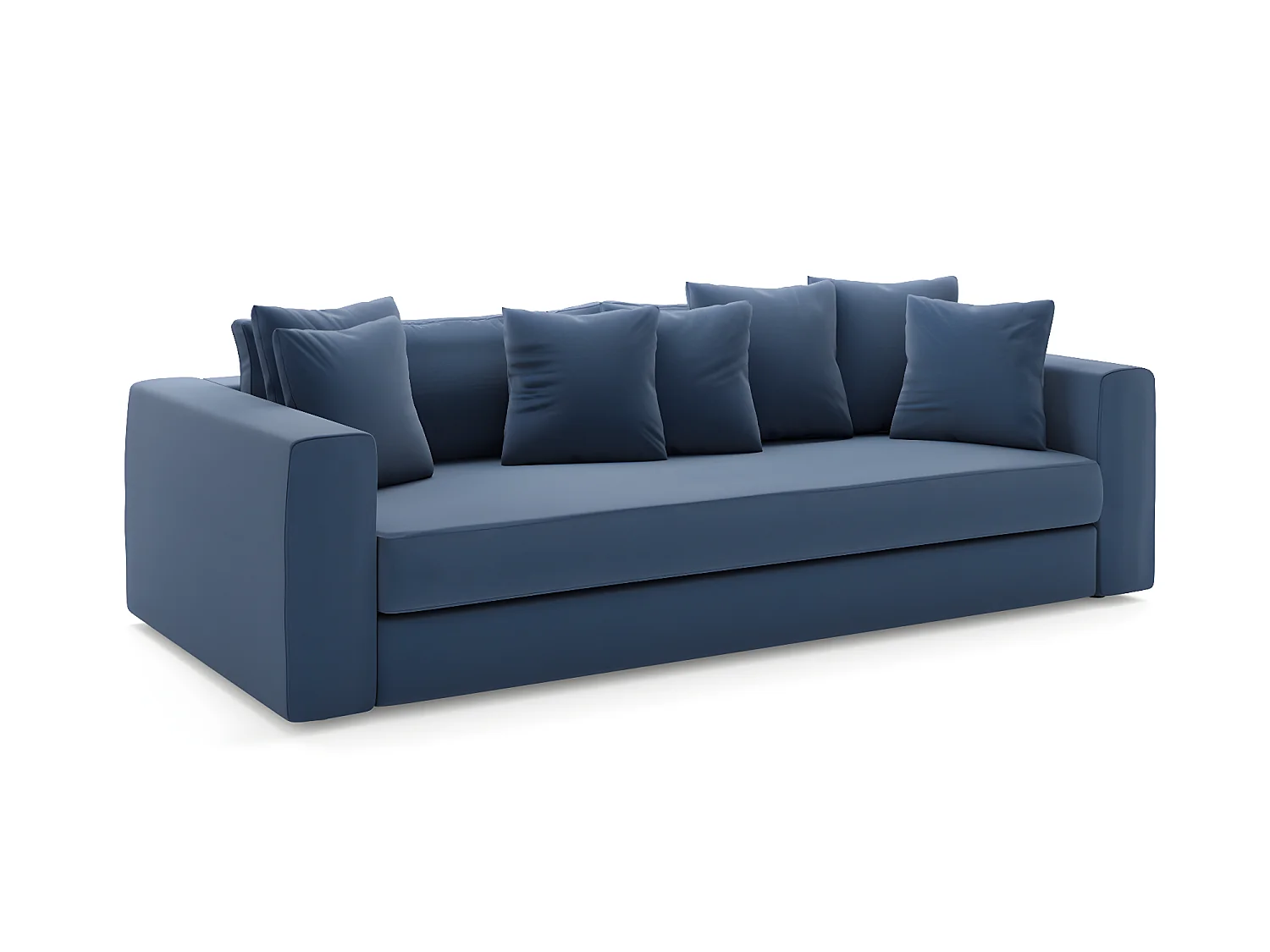 Canapé droit ADEL fixe en velours bleu