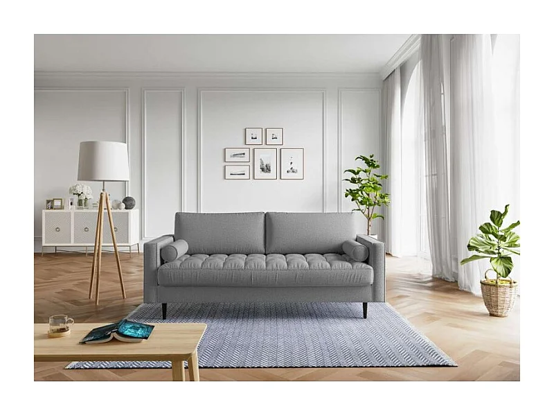 Canapé droit MAEL fixe en tissu gris chiné