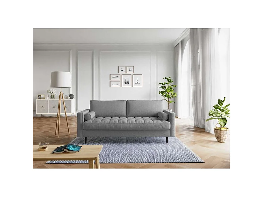 Canapé droit MAEL fixe en tissu gris chiné