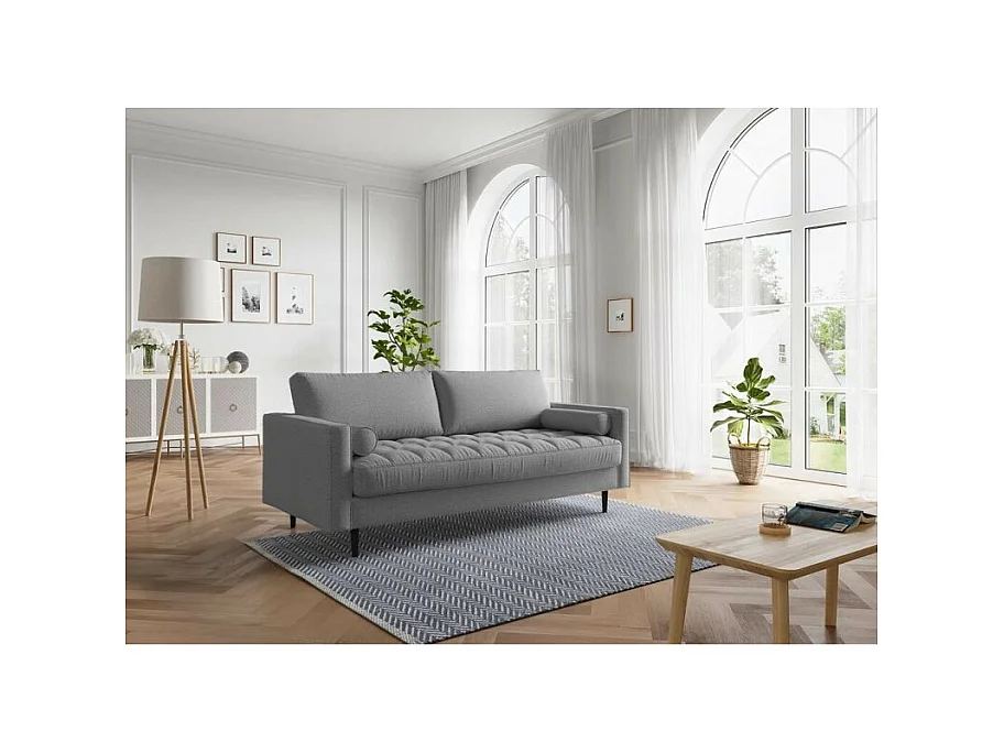 Canapé droit MAEL fixe en tissu gris chiné