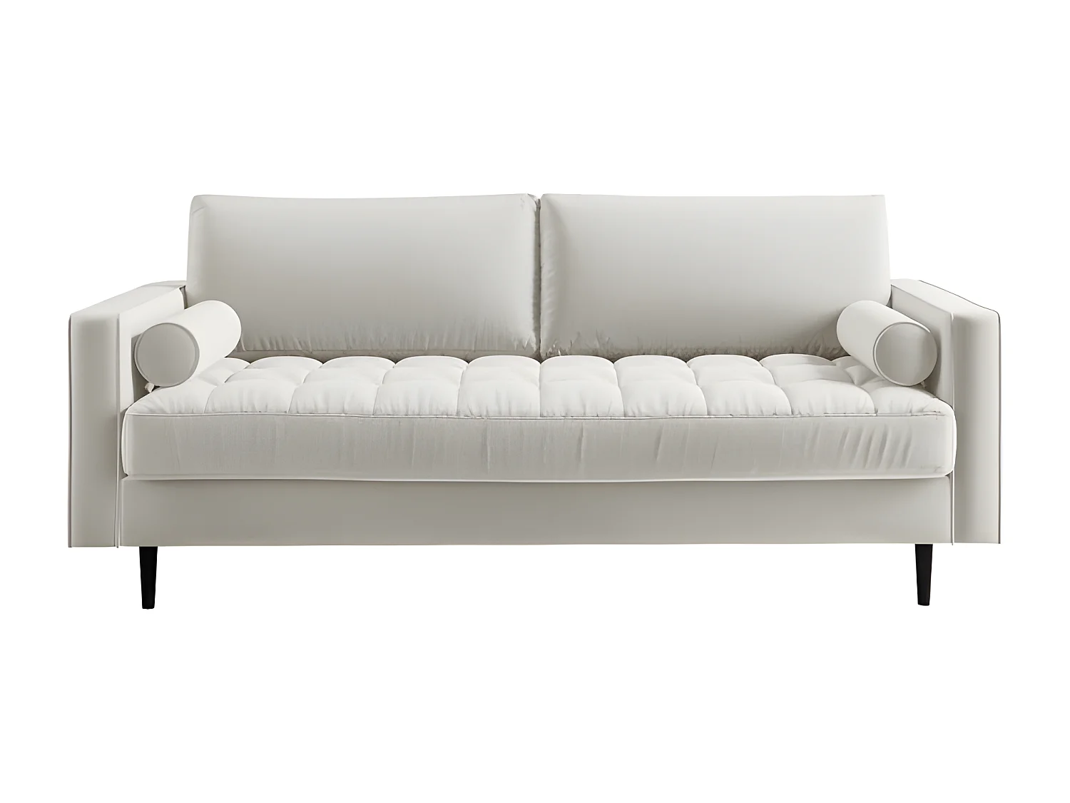 Canapé droit MAEL fixe en velours beige