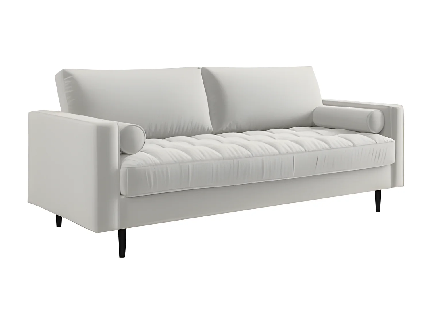 Canapé droit MAEL fixe en velours beige