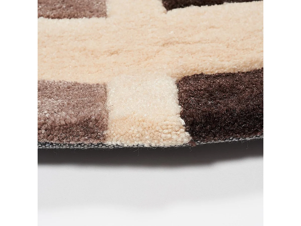 Tapis rond Ø150cm fait main en laine motif géométrique pour salon LIFOU