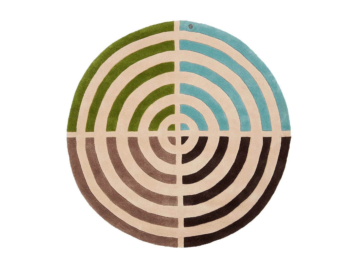 Tapis rond Ø150cm fait main en laine motif géométrique pour salon LIFOU