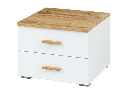 Conjunto de duas mesas de cabeceira design para o seu quarto, coleção WOOD. Cores em carvalho e branco alpino.