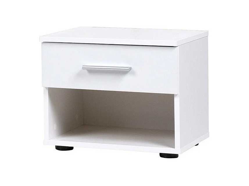 Lot de deux tables de chevet COMO – Blanc brillant et chrome – Design moderne
