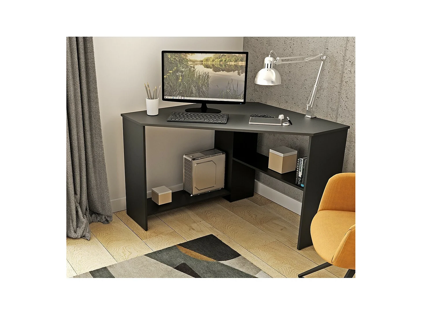 Hoekbureau design collectie KARO in de kleur zwart.