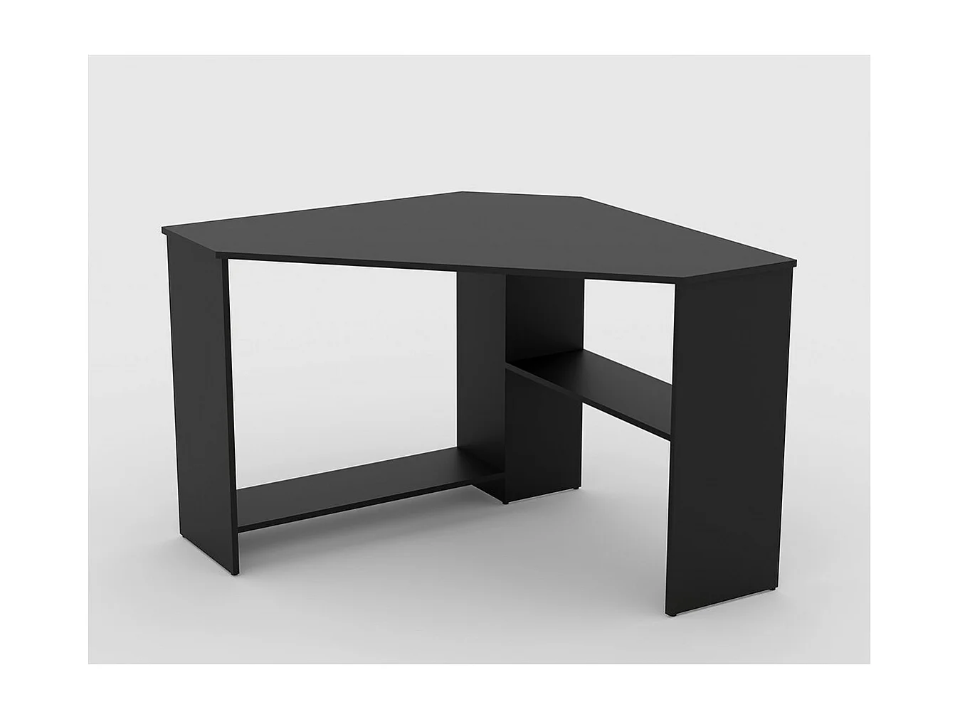 Bureau d'angle KARO – Noir mat – Design compact avec rangements intermédiaires