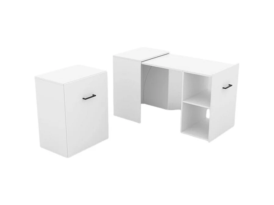 Scrivania pieghevole per piccoli spazi, collezione FLIP, colore bianco.