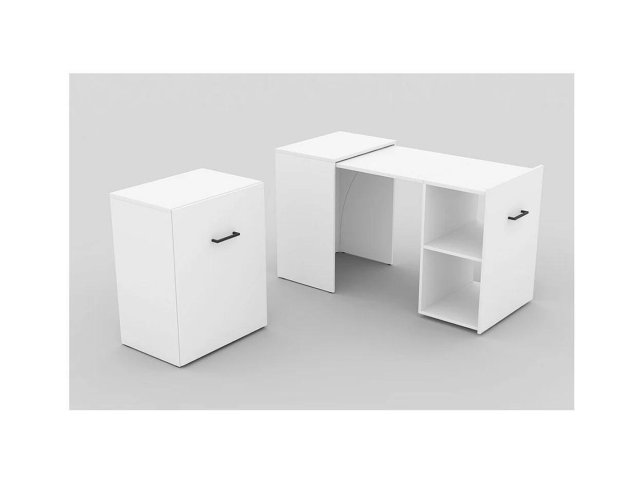 Scrivania pieghevole per piccoli spazi, collezione FLIP, colore bianco.