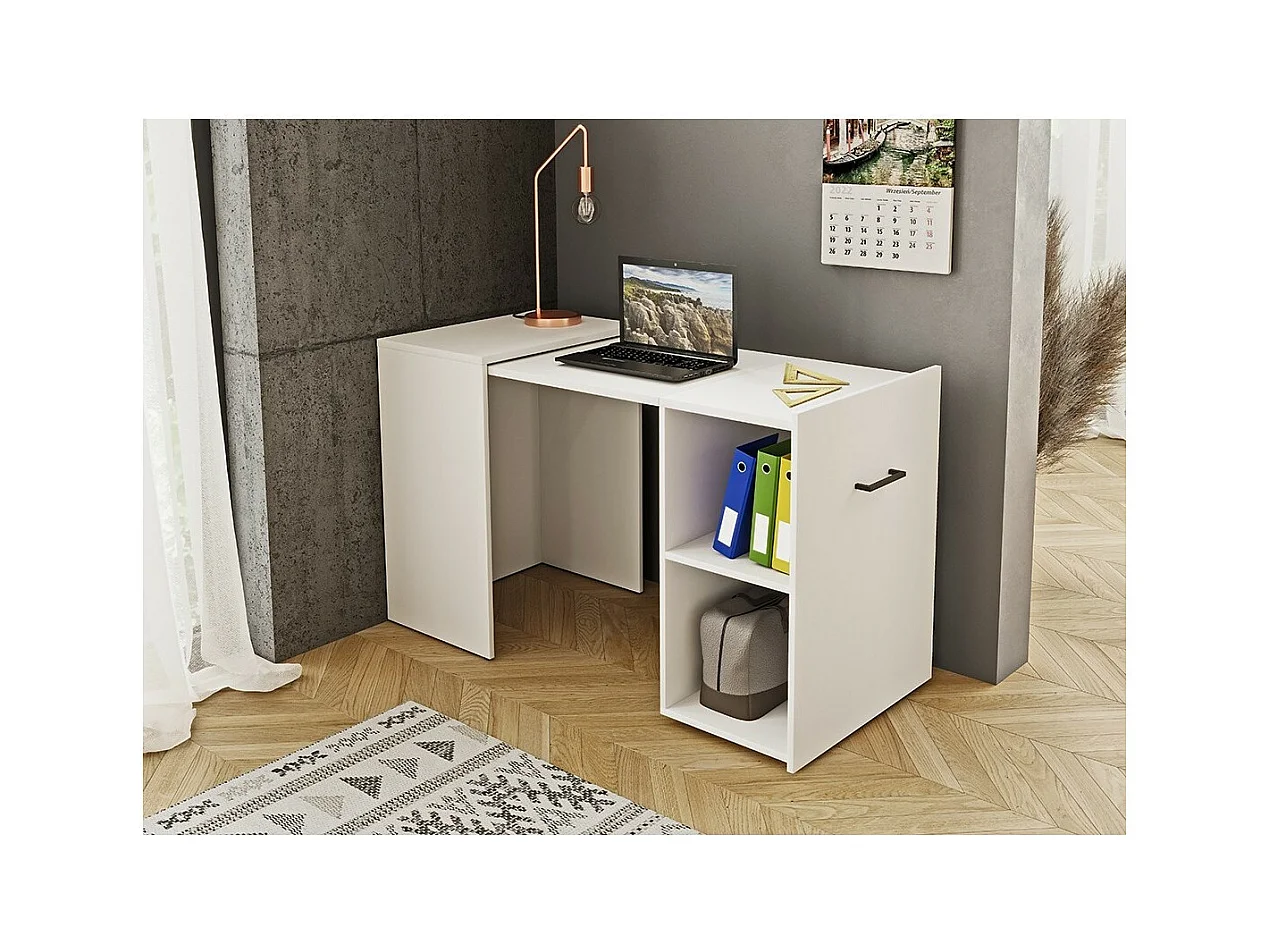 Scrivania pieghevole per piccoli spazi, collezione FLIP, colore bianco.