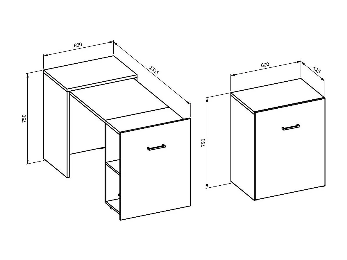 Bureau pliable spécial petite espace collection FLIP coloris blanc.