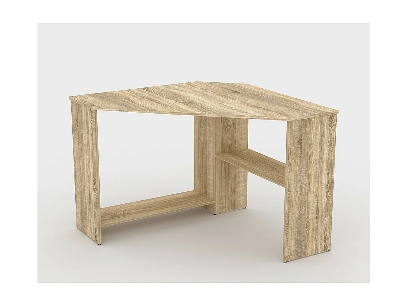 Bureau d'angle KARO – Chêne clair – Design moderne avec rangements intermédiaires