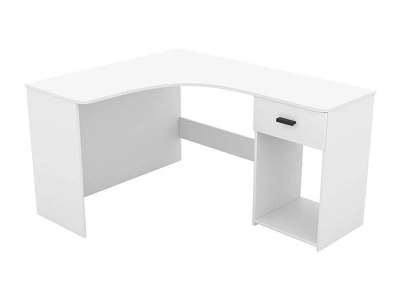 Hoekbureau design met veel opbergruimte uit de LOUANE collectie, kleur wit.