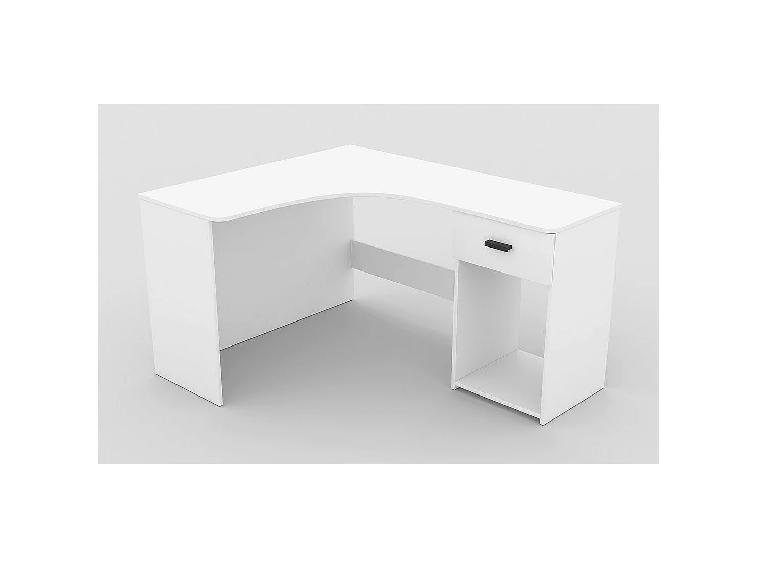 Hoekbureau design met veel opbergruimte uit de LOUANE collectie, kleur wit.