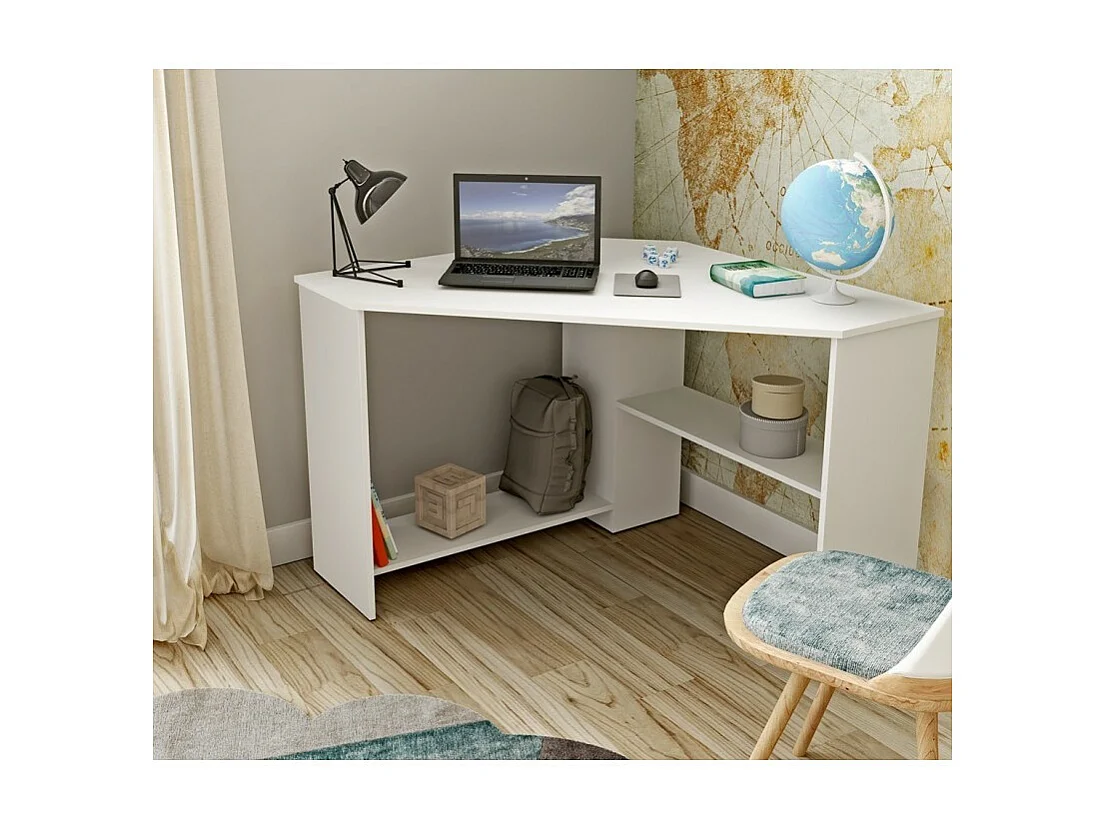 Bureau d'angle design collection KARO coloris blanc.