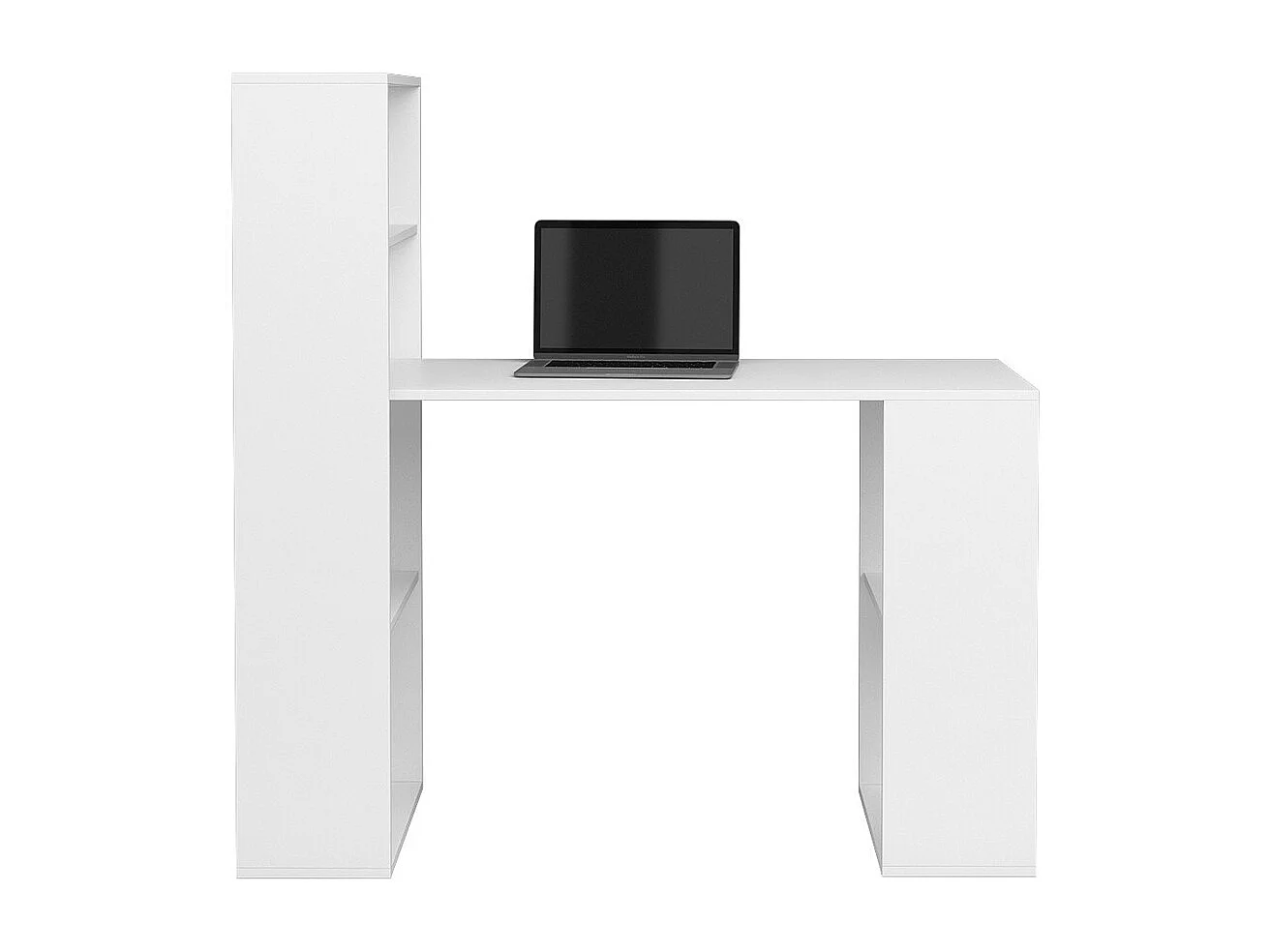 Escritório design com coluna de prateleira coleção FLOW na cor branca.