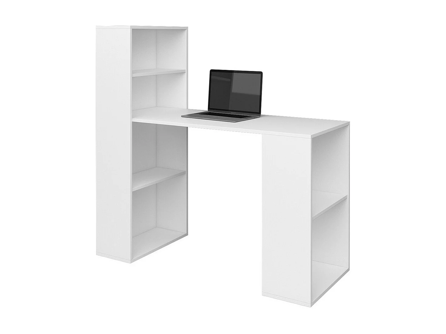 Escritório design com coluna de prateleira coleção FLOW na cor branca.