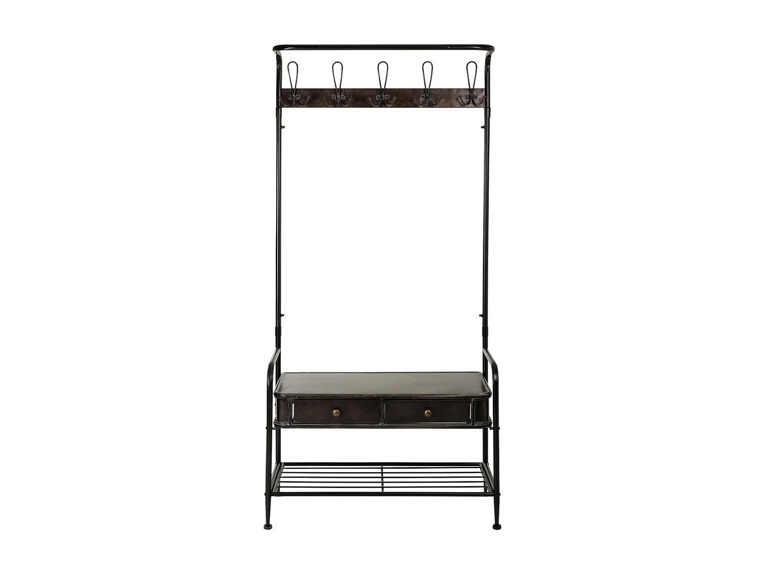 Console en métal noir avec crochets 84x38x181h