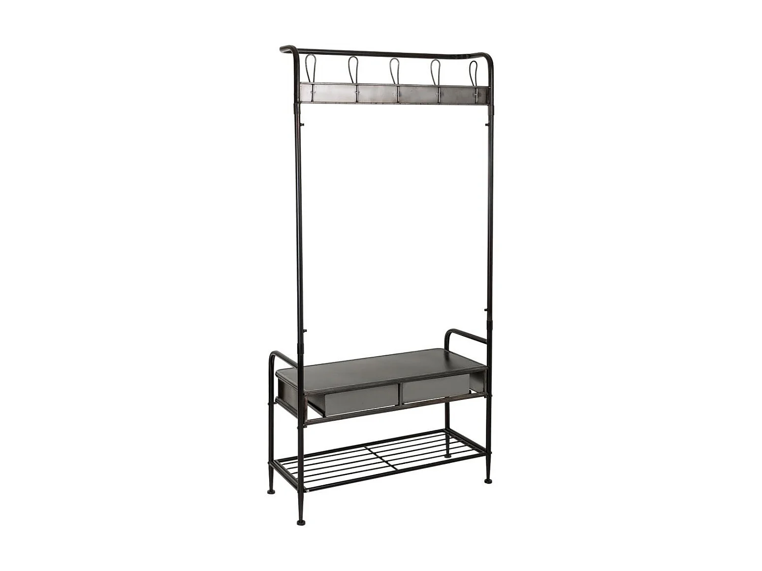 Console en métal noir avec crochets 84x38x181h