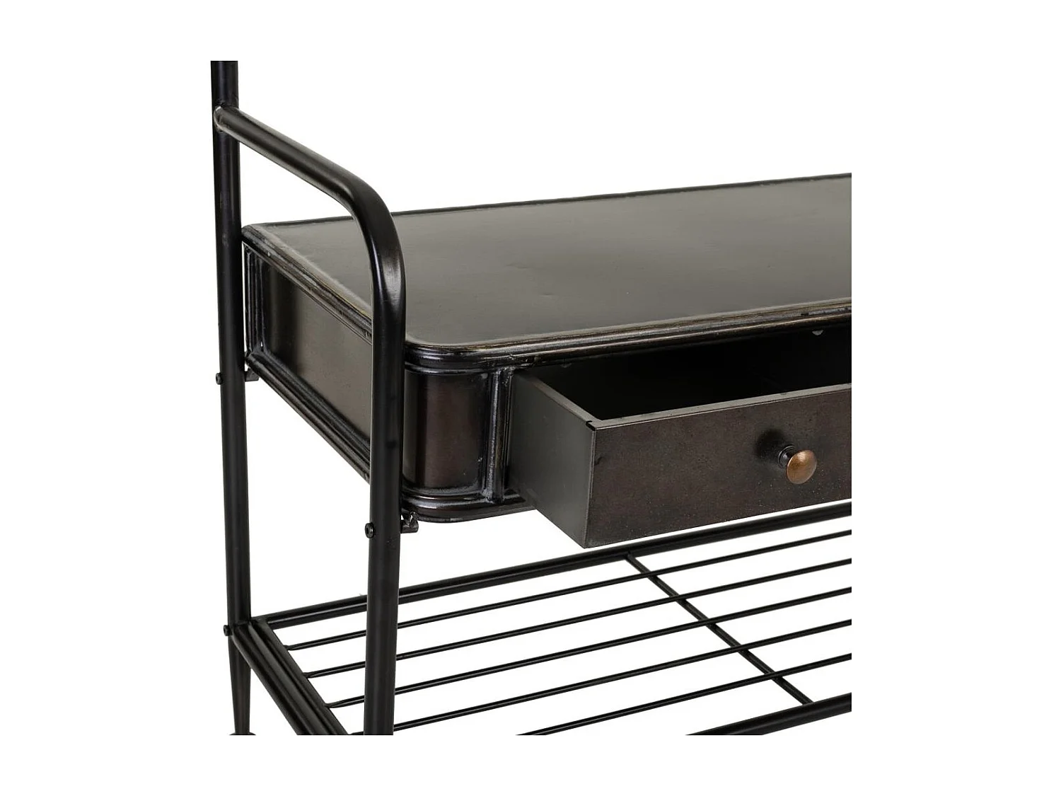 Console en métal noir avec crochets 84x38x181h