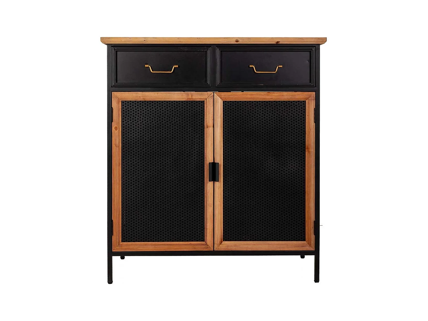 Hall de madeira e metal preto 80x34x90