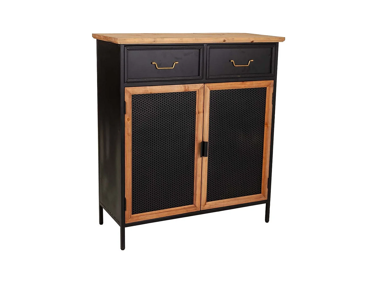 Hall de madeira e metal preto 80x34x90