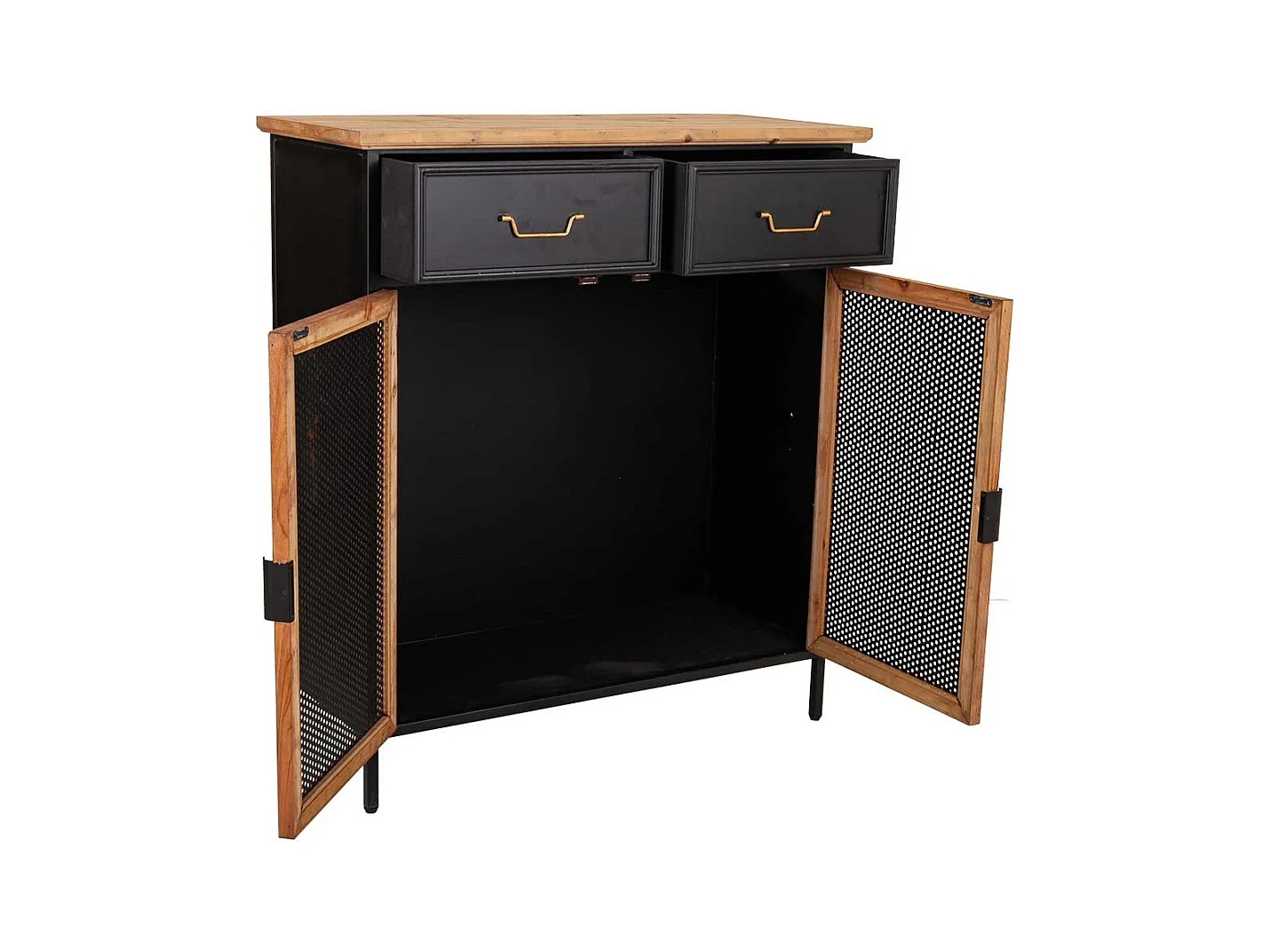 Hall de madeira e metal preto 80x34x90