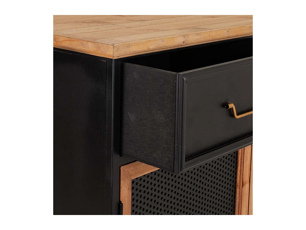 Hall de madeira e metal preto 80x34x90