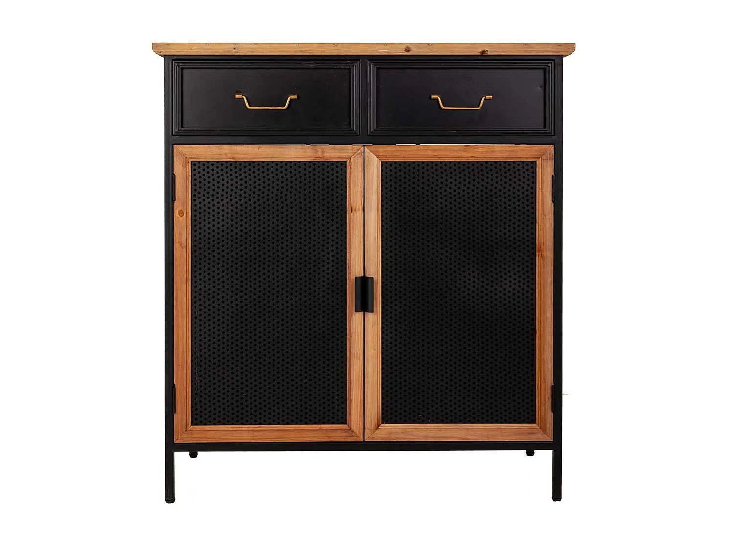 Mobile da ingresso in legno e metallo nero 80x34x90h