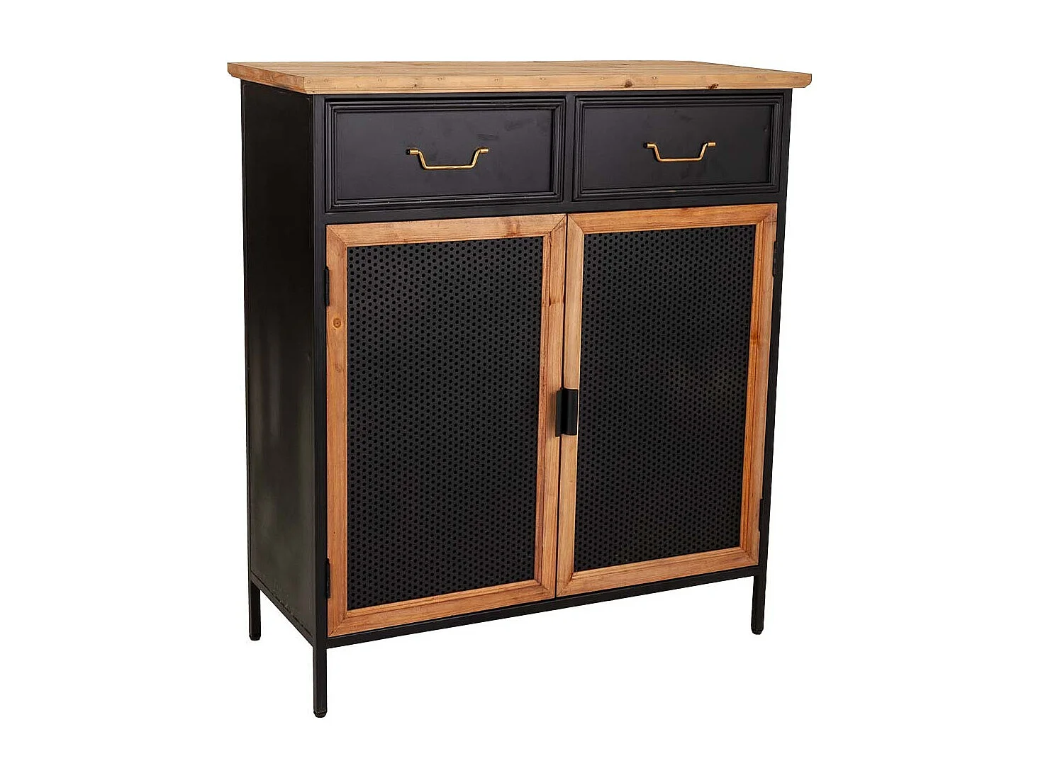 Mobile da ingresso in legno e metallo nero 80x34x90h