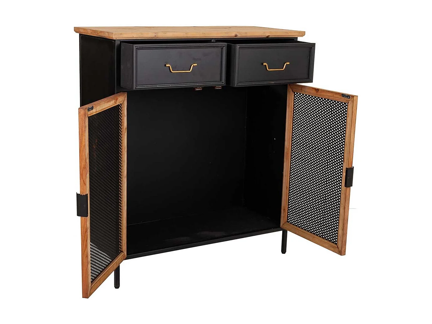 Mobile da ingresso in legno e metallo nero 80x34x90h