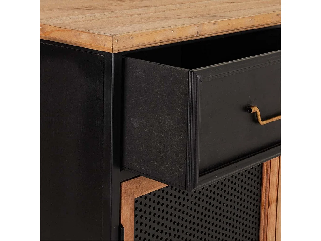 Mobile da ingresso in legno e metallo nero 80x34x90h
