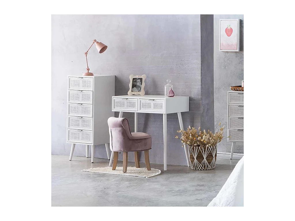 Console en bois et treillis blanc 80x42x79h