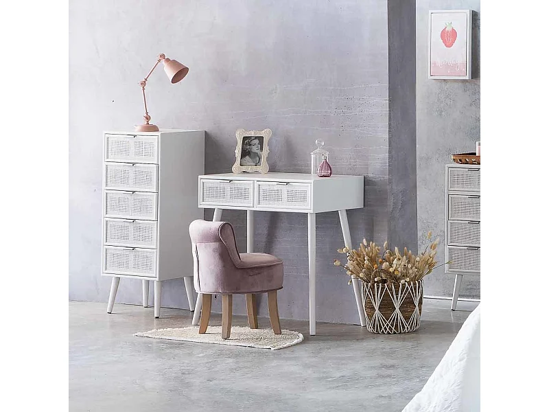 Hall de madeira branca e grade 80x42x79