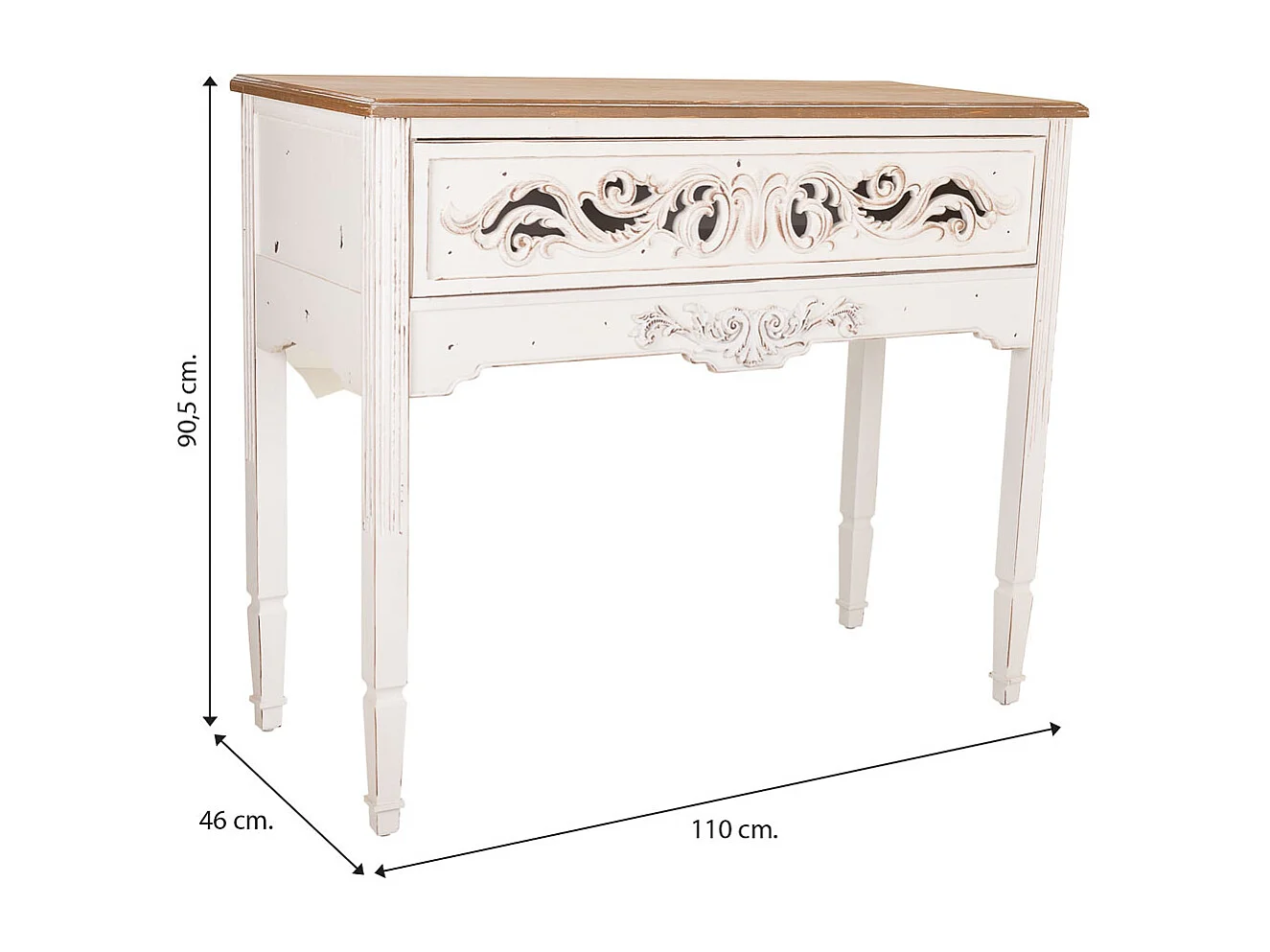 Hall en bois blanc 110x46x90,5h