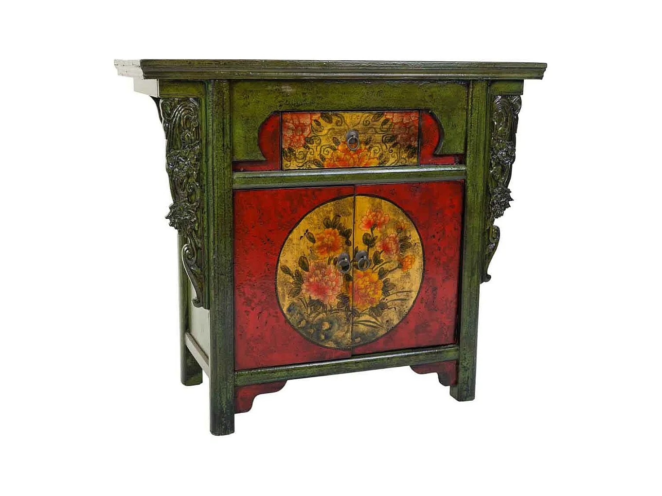 Recibidor de madera verde 91x40x80