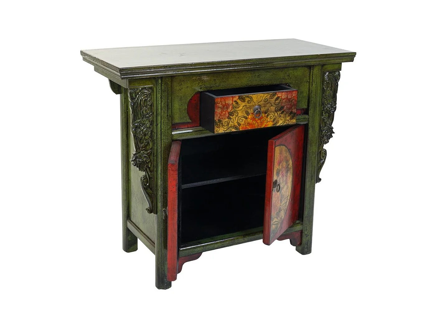 Recibidor de madera verde 91x40x80