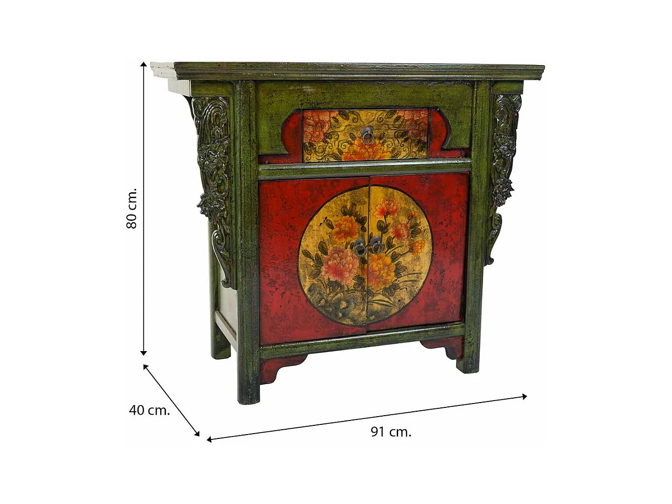Recibidor de madera verde 91x40x80