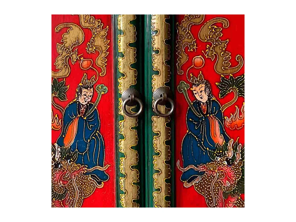 Mesa de entrada em madeira vermelha 48x31x60cm