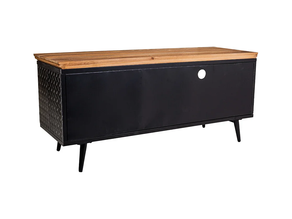 Mueble bajo de metal,madera y bambú negro 120x40x56,5