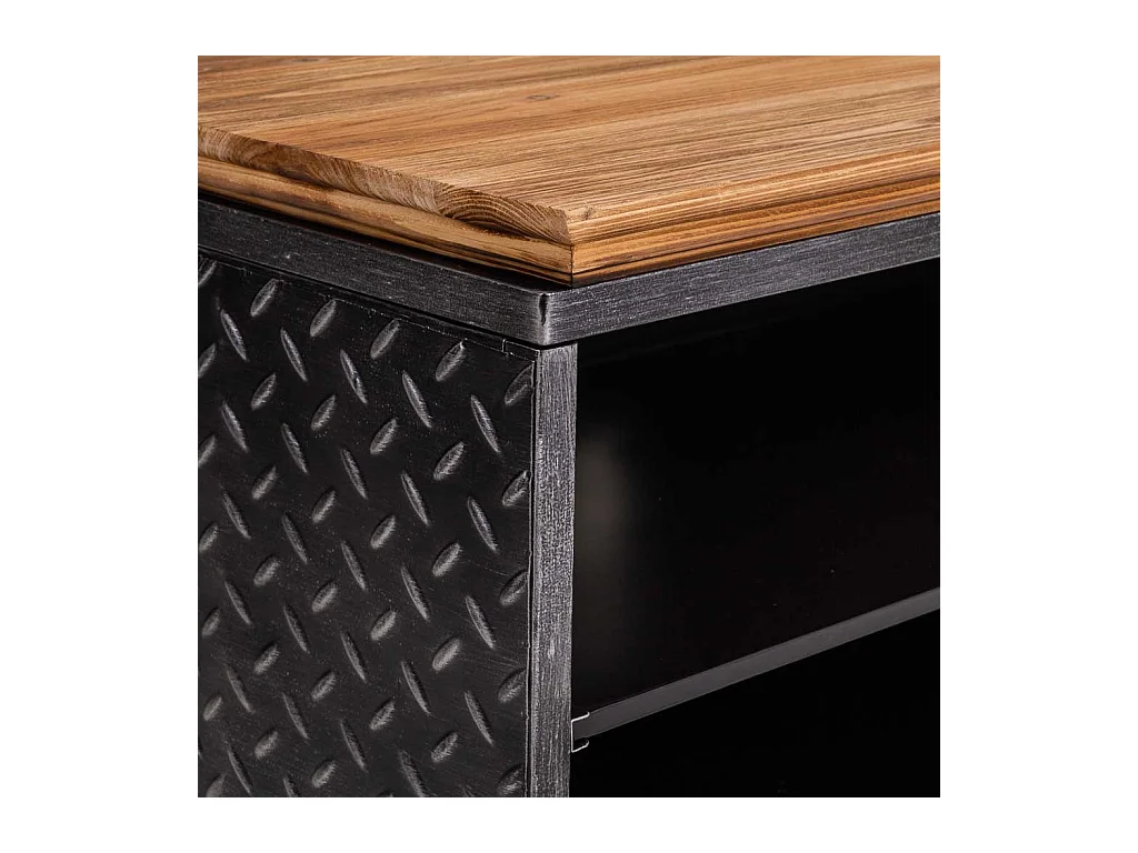 Mueble bajo de metal,madera y bambú negro 120x40x56,5