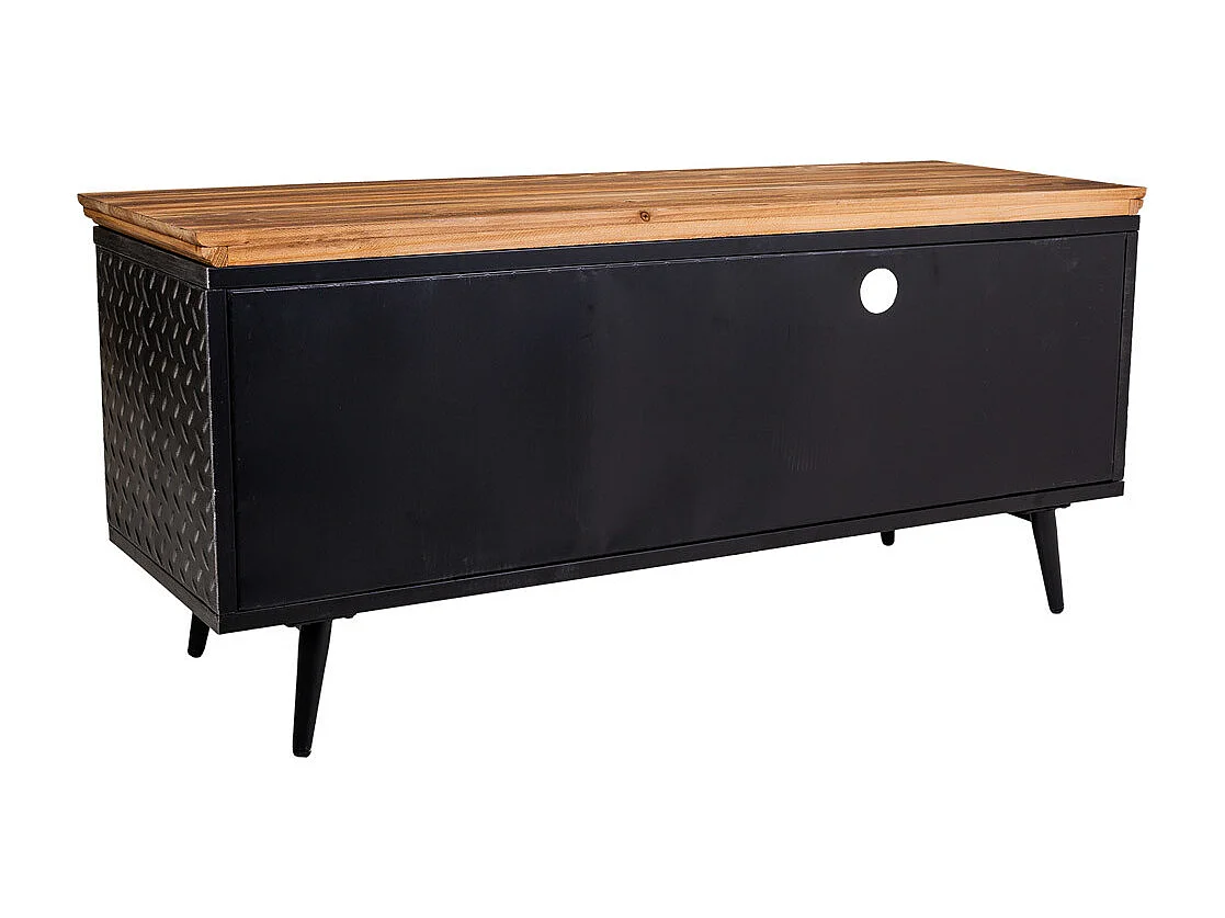 Meuble TV en métal, bois et bambou noir 120x40x56,5h