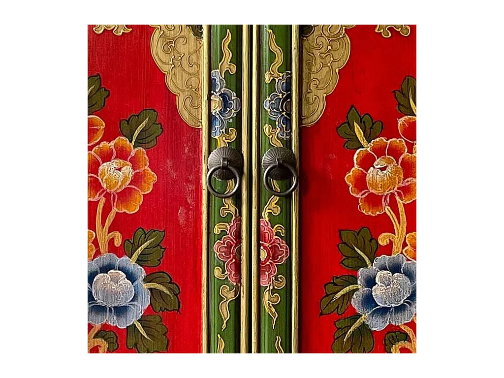 Meuble d'entrée en bois verte 96x42x175 cm