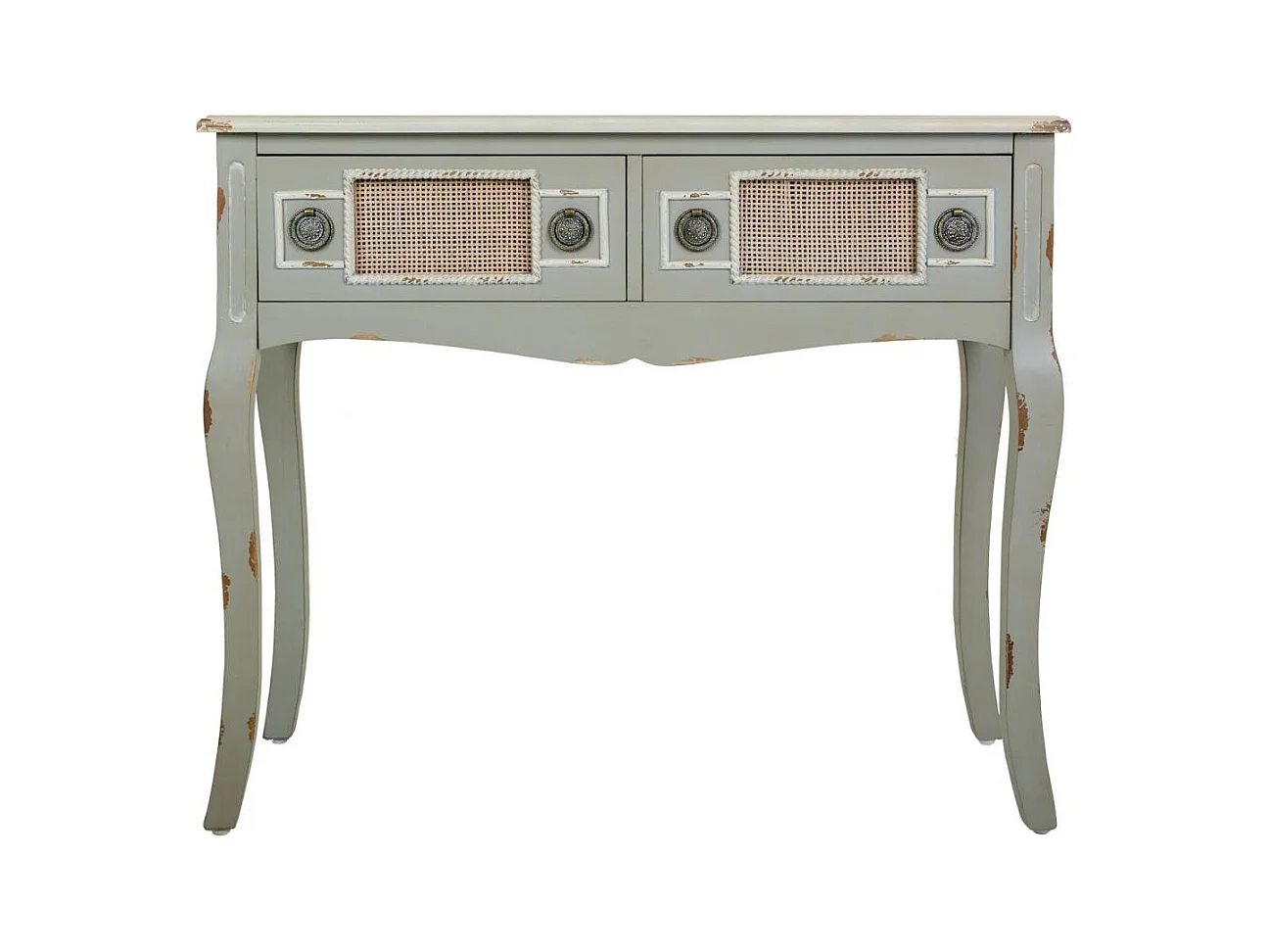 Entrée en bois et bambou gris 90x33x77h